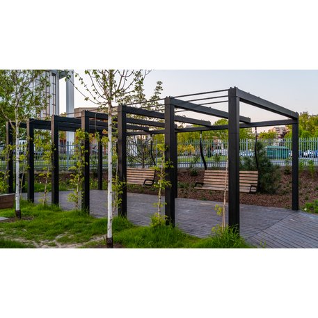 Metalinė pergolė su supynėmis iš iroko medienos 'Premium Collection / STF/25-31-05/MDL'