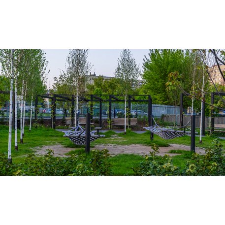 Metalinė pergolė su supynėmis iš iroko medienos 'Premium Collection / STF/25-31-05/MDL'