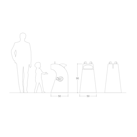 Metal trash bin for children’s playgrounds 'Nino il Pesciolino Bin G548'