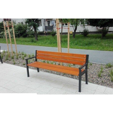 Metalinis suolas su atlošu ir medine sėdimąja dalimi 'MBG/10-Trapez / 190cm'