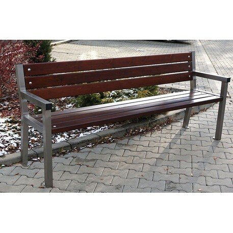 Metalinis suolas su atlošu ir medine sėdimąja dalimi 'MBG/10-Trapez / 190cm'