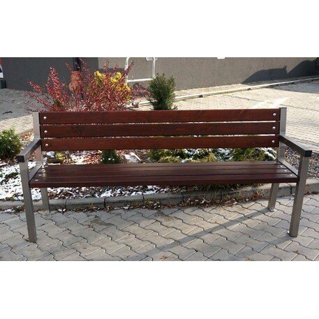 Metalinis suolas su atlošu ir medine sėdimąja dalimi 'MBG/10-Trapez / 190cm'