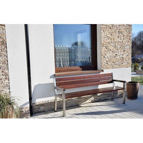 Metalinis suolas su atlošu ir medine sėdimąja dalimi 'MBG/10-Trapez / 190cm'