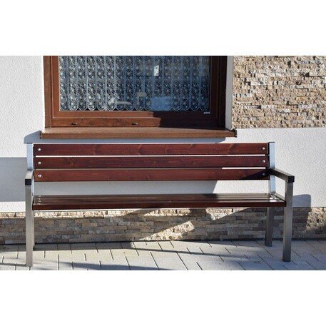 Metalinis suolas su atlošu ir medine sėdimąja dalimi 'MBG/10-Trapez / 190cm'