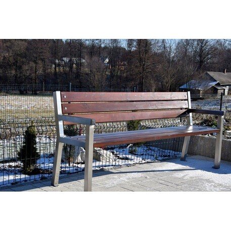 Metalinis suolas su atlošu ir medine sėdimąja dalimi 'MBG/10-Trapez / 190cm'