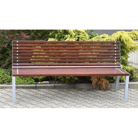 Металлическая скамейка со спинкой и деревянным сиденьем 'MBG/39-Tamina / 181cm'