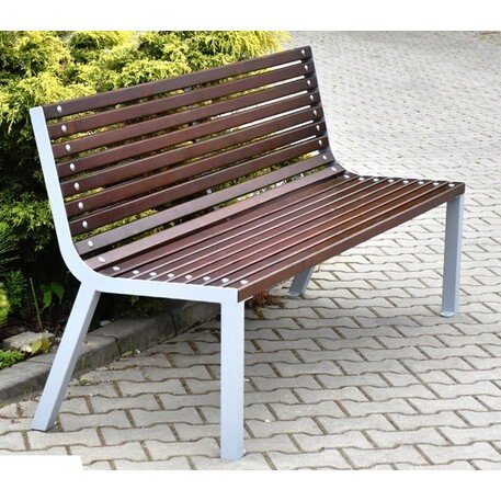 Металлическая скамейка со спинкой и деревянным сиденьем 'MBG/39-Tamina / 181cm'