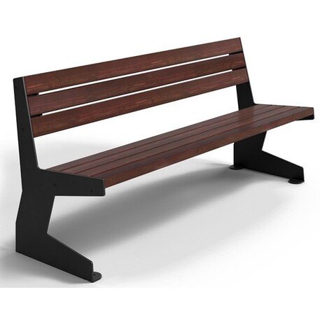 Металлическая скамейка со спинкой и деревянным сиденьем 'MBG/49-Luna / 182cm'