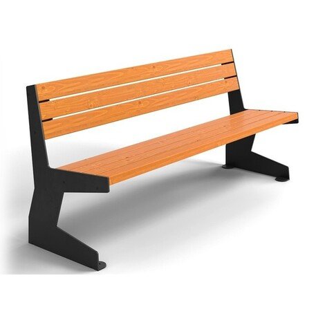 Металлическая скамейка со спинкой и деревянным сиденьем 'MBG/49-Luna / 182cm'