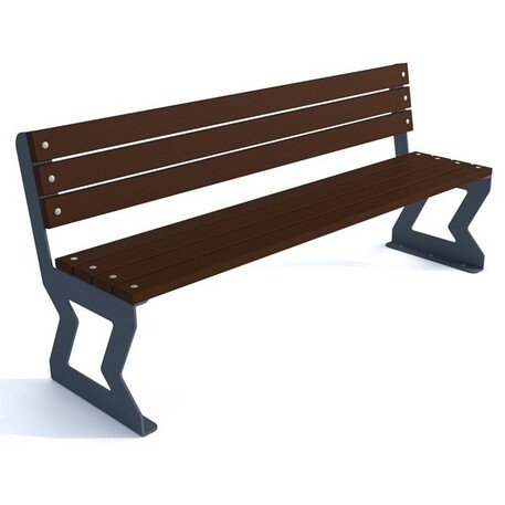 Металлическая скамейка со спинкой и деревянным сиденьем 'MBG/59-Febe II / 180cm'