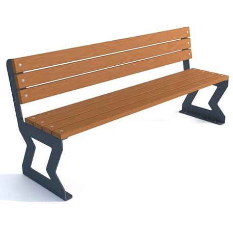 Металлическая скамейка со спинкой и деревянным сиденьем 'MBG/59-Febe II / 180cm'