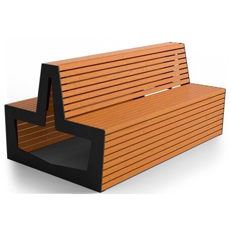 Металлическая скамейка со спинкой и деревянным сиденьем 'MBG/69-Luna II / 182cm'