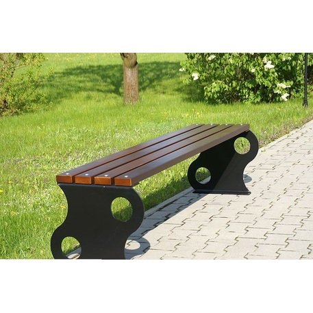 Металлическая скамейка без спинки с деревянным сиденьем 'MBG/79-Fala II / 150-180cm'