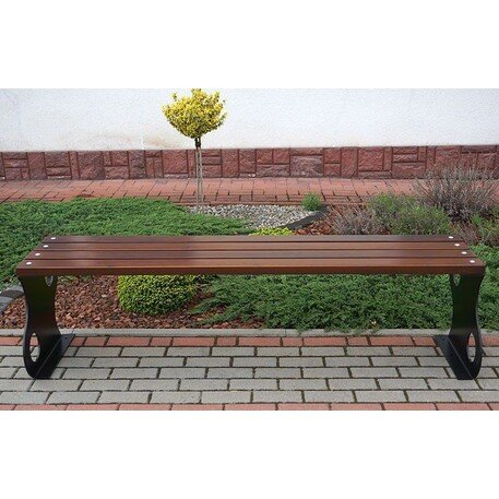 Металлическая скамейка без спинки с деревянным сиденьем 'MBG/79-Fala II / 150-180cm'