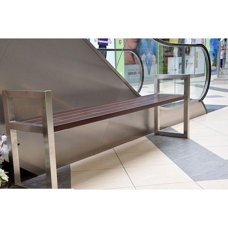 Металлическая скамейка без спинки с деревянным сиденьем 'MBG/89-Frezija / 190cm'