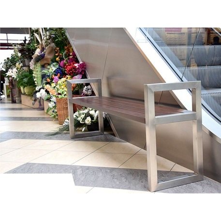 Металлическая скамейка без спинки с деревянным сиденьем 'MBG/89-Frezija / 190cm'