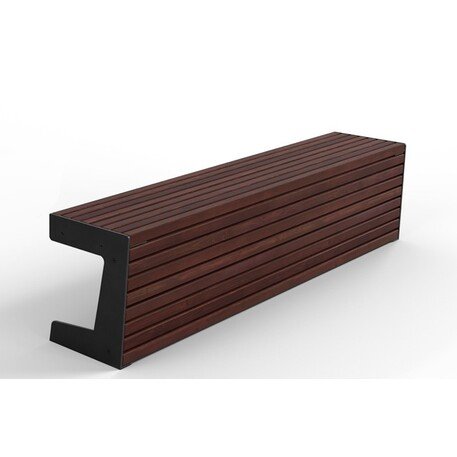 Металлическая скамейка без спинки с деревянным сиденьем 'MBG/119-Luna I / 182cm'