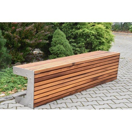 Металлическая скамейка без спинки с деревянным сиденьем 'MBG/119-Luna I / 182cm'