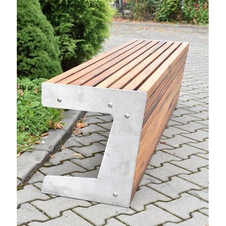 Металлическая скамейка без спинки с деревянным сиденьем 'MBG/119-Luna I / 182cm'