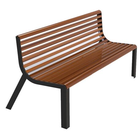 Metal bench with backrest made of Iroko wood 'Urbano 1367/MDL'