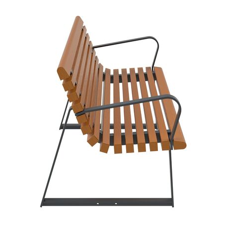 Metal bench with backrest made of Iroko wood 'Urbano 1389/MDL'