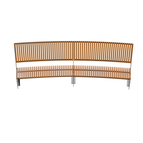 Metal bench with backrest made of Iroko wood 'Urbano 1381/MDL'