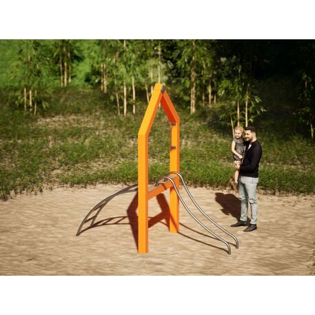 Moduliniai vaikų žaidimų aikštelių kompleksai 3–12 metų vaikams – kolekcija 'Frame / Ninja' MBG-Slide house 1 02596