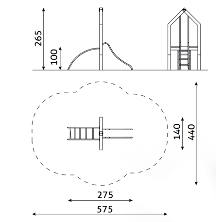 Moduliniai vaikų žaidimų aikštelių kompleksai 3–12 metų vaikams – kolekcija 'Frame / Ninja' MBG-Slide house 1 02596