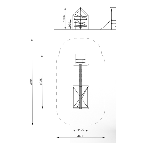 Moduliniai vaikų žaidimų aikštelių kompleksai 3–12 metų vaikams – kolekcija 'Frame / Ninja' MBG-Net house Reutlingen 02606