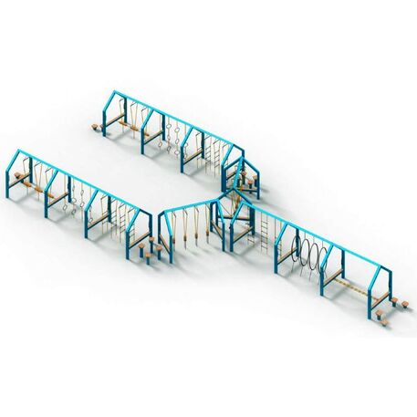 Complessi modulari per parchi giochi per bambini dai 3 ai 12 anni – collezione “Frame / Ninja” MBG-Ninja Frame Y house 02646