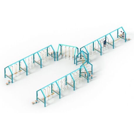 Complessi modulari per parchi giochi per bambini dai 3 ai 12 anni – collezione “Frame / Ninja” MBG-Ninja Frame Y house 02646