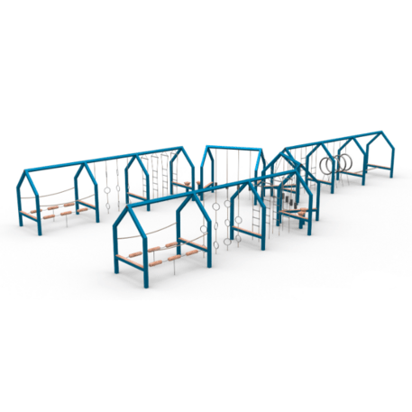 Complessi modulari per parchi giochi per bambini dai 3 ai 12 anni – collezione “Frame / Ninja” MBG-Ninja Frame Y house 02646