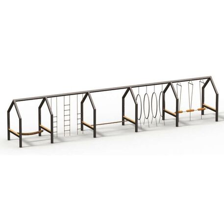 Moduliniai vaikų žaidimų aikštelių kompleksai 3–12 metų vaikams – kolekcija 'Frame / Ninja' MBG-Ninja Frame Rox 02627