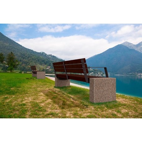 HPC Terrazzo betoninis suolas su atlošu ir medine sėdimąja dalimi BS-333 | Urban Premium Collection