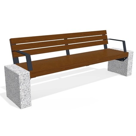 HPC Terrazzo betoninis suolas su atlošu ir medine sėdimąja dalimi BS-333 | Urban Premium Collection