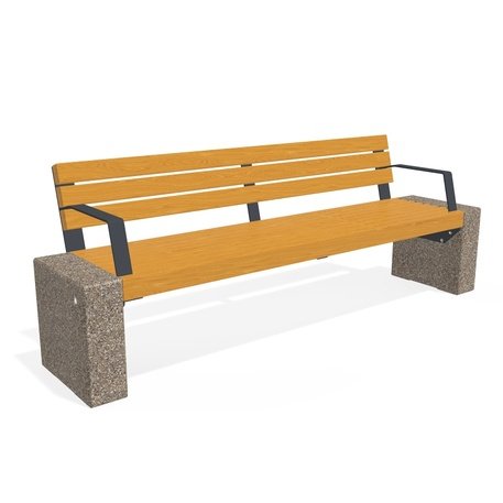 HPC Terrazzo betoninis suolas su atlošu ir medine sėdimąja dalimi BS-333 | Urban Premium Collection
