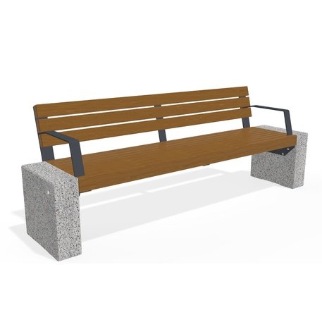 HPC Terrazzo betoninis suolas su atlošu ir medine sėdimąja dalimi BS-333 | Urban Premium Collection