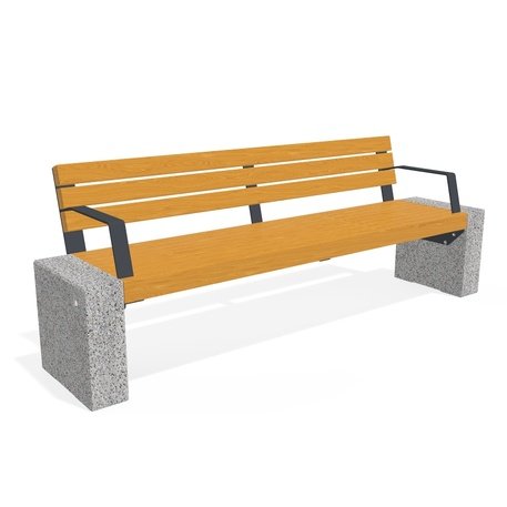 HPC Terrazzo betoninis suolas su atlošu ir medine sėdimąja dalimi BS-333 | Urban Premium Collection