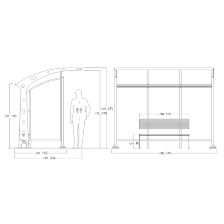 Autobusų stotelės stoginė, paviljonas 'Acaya 231-Bis'