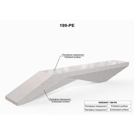 Betoninis suoliukas su natūralaus marmuro ir granito skalda (terrazzo), šlifuotu paviršiumi 'Premium / 330x50xH/45cm / BS-199'