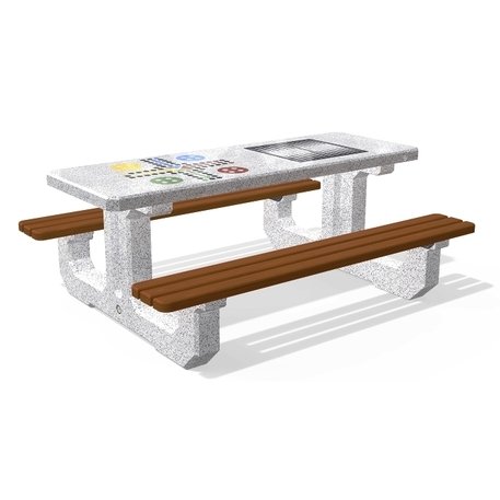 Betonschachtisch mit Bänken und Holzsitzflächen 'Premium / 190x148xH/74cm / BS-221'