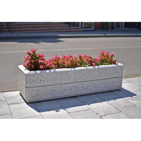 Betoninis vazonas – gėlinė, padengta smulkia granito skaldele 'Premium / 150x37xH/40cm_BS-141'