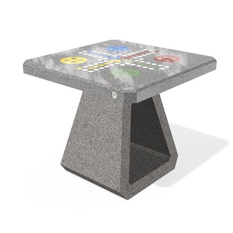 Betoninis šachmatų žaidimo stalas su natūralaus marmuro ir granito skalda, šlifuotu terrazzo paviršiumi 'Premium / 80x80xH/70cm / BS-190'