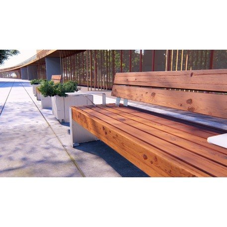 Metalinis suolas (suoliukas) be atlošo, pagamintas iš Iroko medienos 'Lido / 001245'