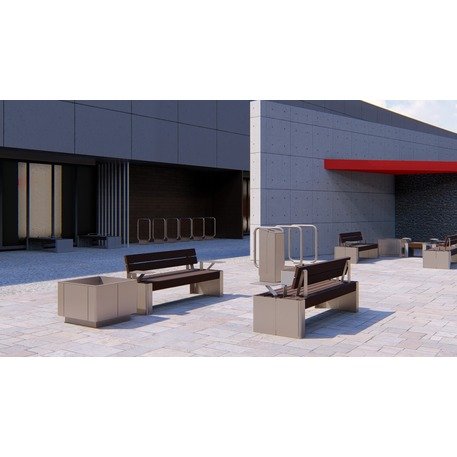 Metalinis suolas (suoliukas) be atlošo, pagamintas iš Iroko medienos 'Lido / 001245'