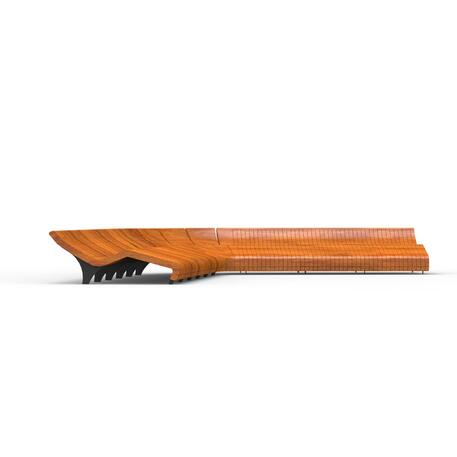 Metalinis gultas, šezlongas su medine gulimaja dalimi iš Iroko medienos 'Exclusive / STF/22-04-10/MDL'