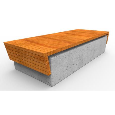 Ławka betonowa bez oparcia i z drewnianym siedziskiem Iroko 'Premium Collection / STF/13-02-77_03/MDL'