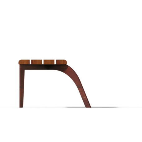 Panchina in metallo con schienale, realizzata in legno di Iroko 'Premium Collection / STF/24-02-10/MDL'