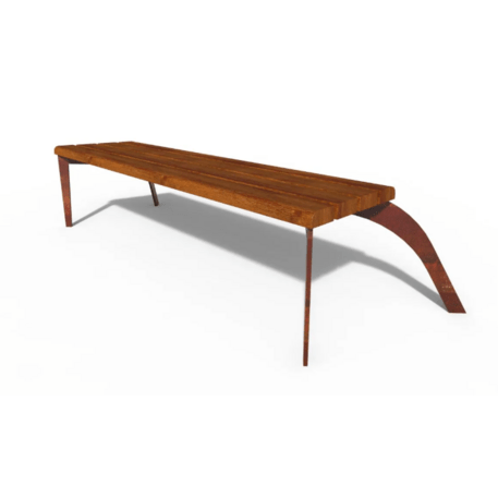 Panchina in metallo con schienale, realizzata in legno di Iroko 'Premium Collection / STF/24-02-10/MDL'
