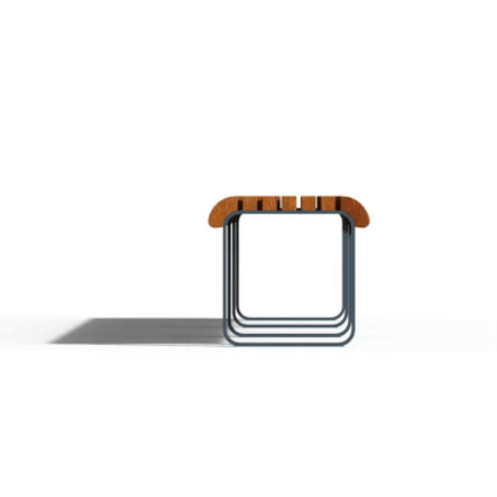 Metal bench without backrest made of Iroko wood  'Premium Collection / STF/23-02-09/MDL'